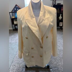 Women's Cream Double-Breasted Blazer 98